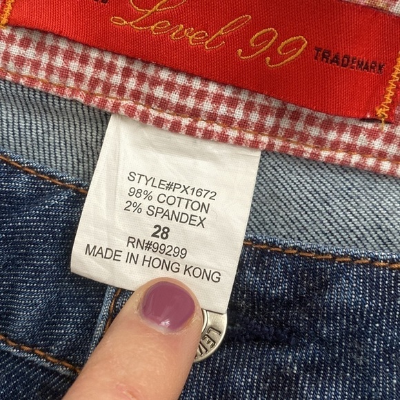 Level 99 flared leg darker denim jeans with rhinestone belt loops. - Picture 10 of 16